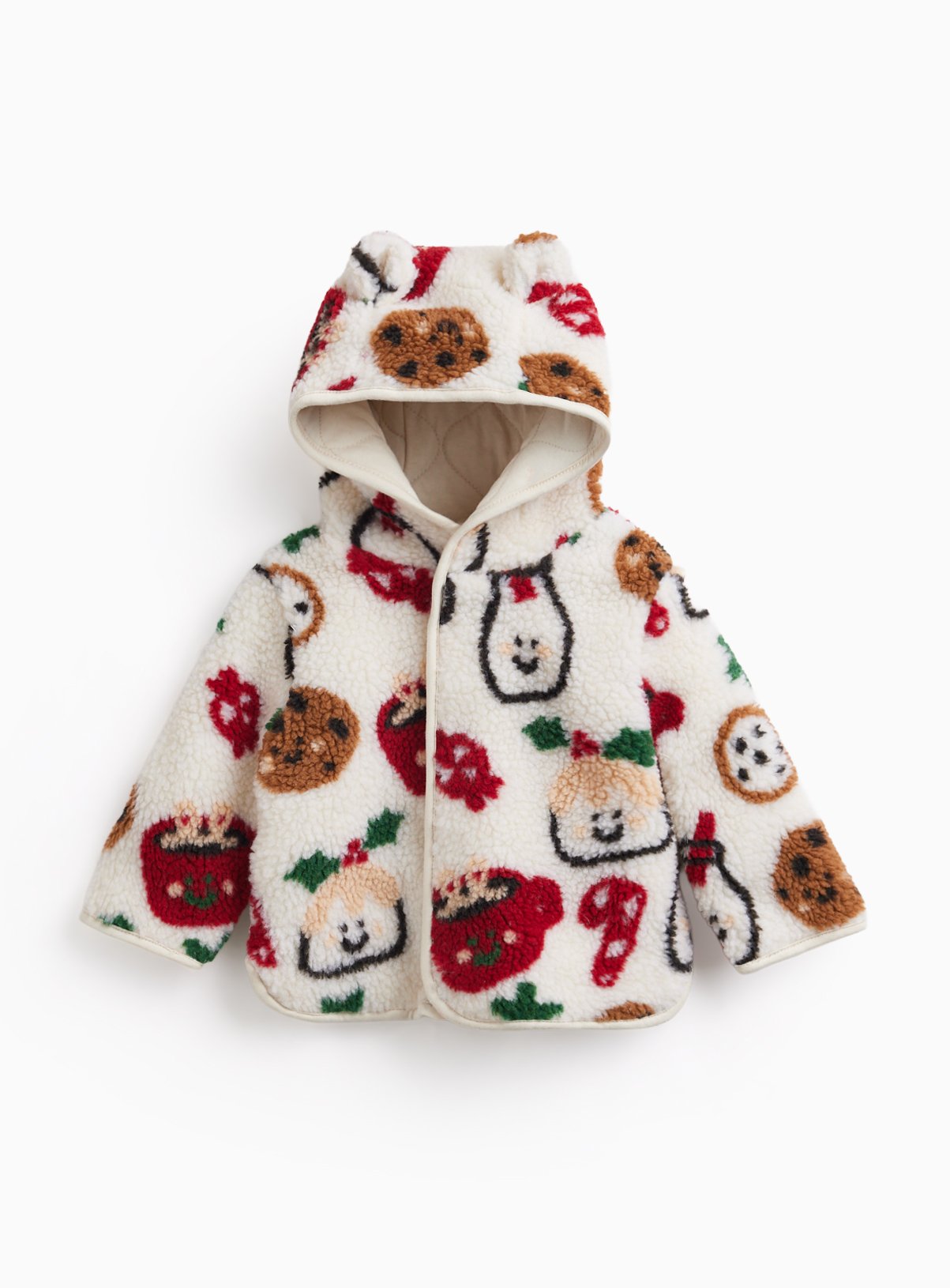 Christmas Milk & Cookies Borg Jacket 3-6 months - Image 1 thumbnail